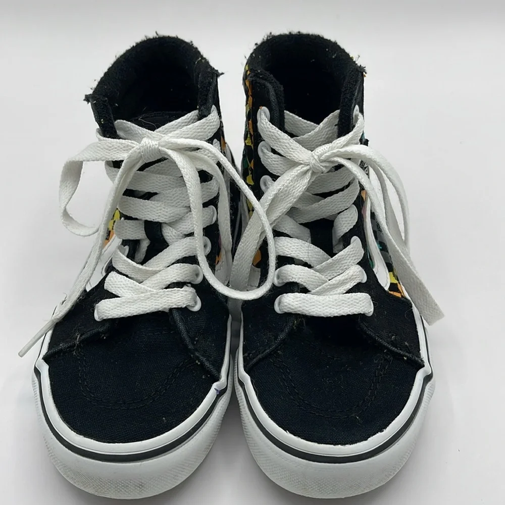 Vans Hi Top Filmore Sneakers Rainbow Check Skate Shoes Black Suede Missy Size 11